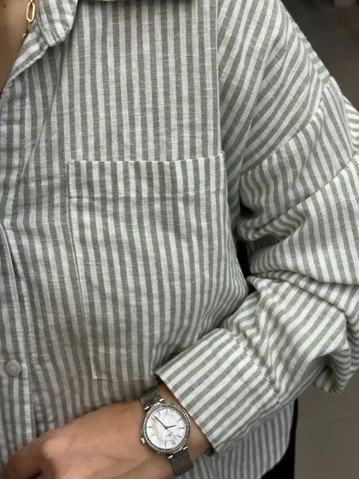 شومیز لینن راه راه زنانه zara - تصویر 8
