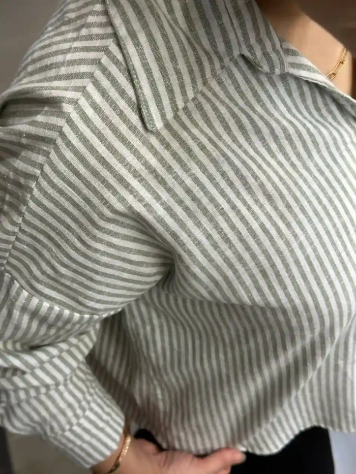 شومیز لینن راه راه زنانه zara - تصویر 7